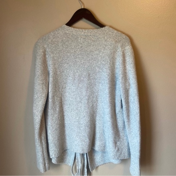 LOFT wool blend tie front oversized relaxed fit neutral cardigan - Picture 8 of 9